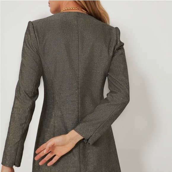 Pomander Place Coventry Metallic Keira Mini Dress-Women’s M-Gray/Gold-Preppy-NEW - Picture 2 of 10
